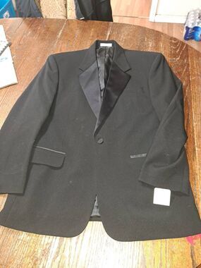 New 41R Gianni la Collezioni Black Wool Tuxedo Suit Sport Coat Jacket Blazer NWT